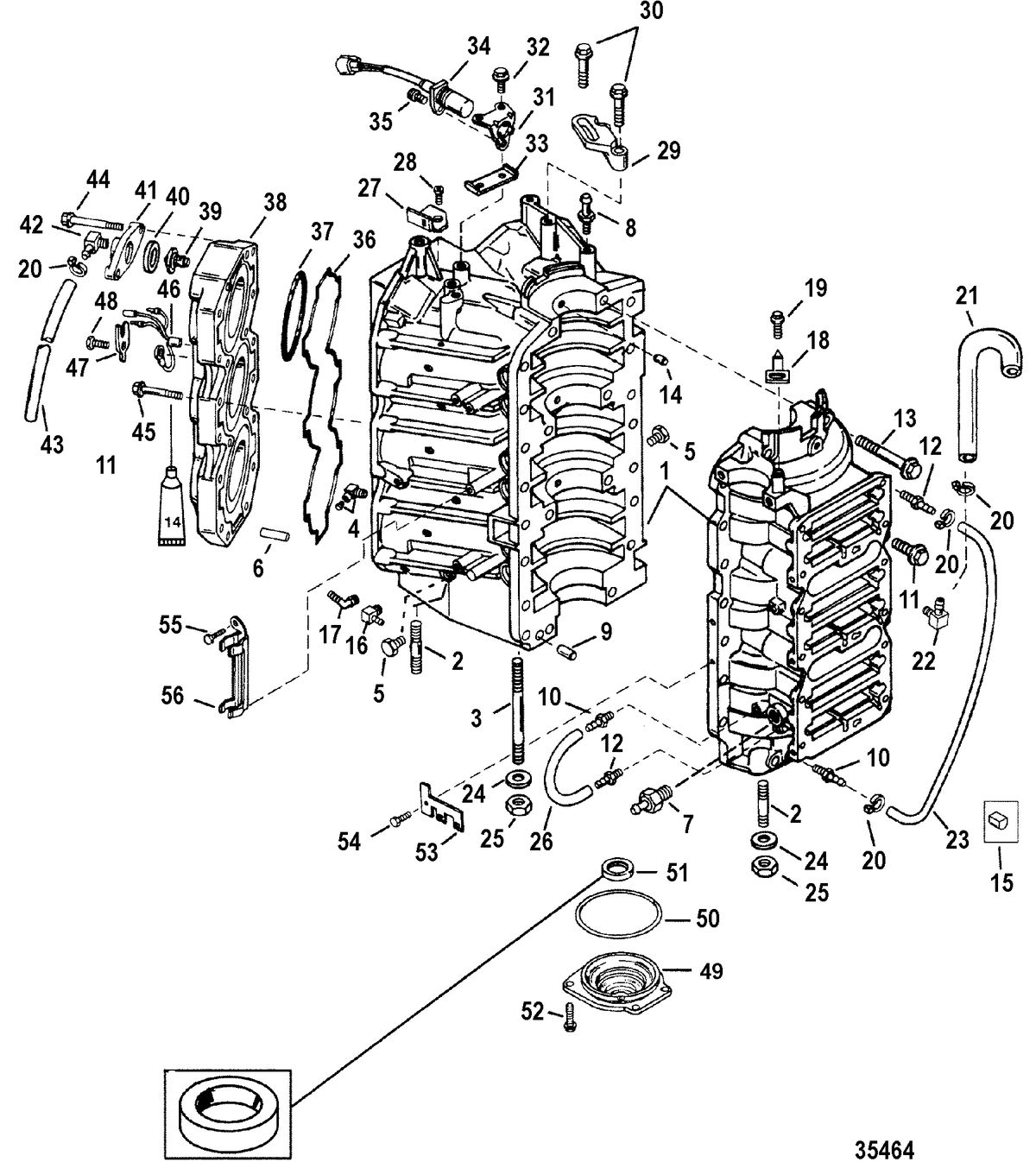 RACE OUTBOARD 300 PROMAX/SUPER MAGNUM (3.0L) Cyliner Block and End Cap