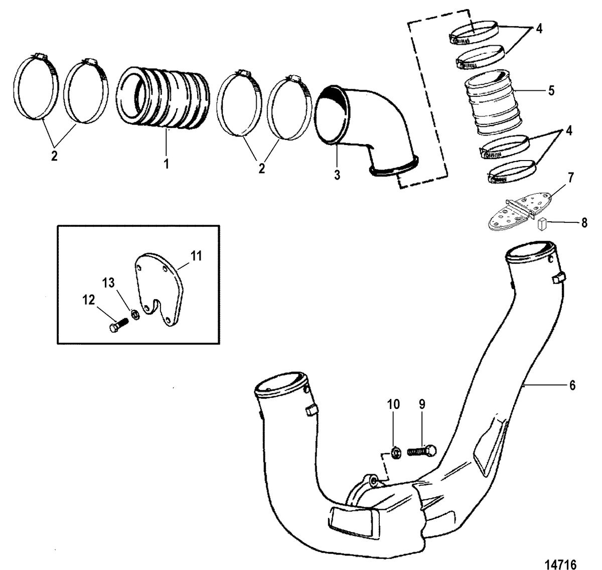 MERCRUISER 5.0L EFI ALPHA/BRAVO 5.7L EFI ALPHA/BRAVO (GEN +) ENGINE EXHAUST SYSTEM