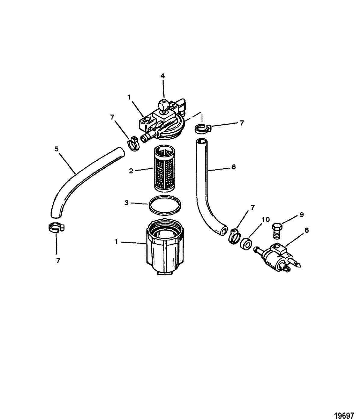 MERCURY/MARINER 6/8/SAILMATE 9.9/SAILPOWER 15 H.P. Fuel Filter Assembly