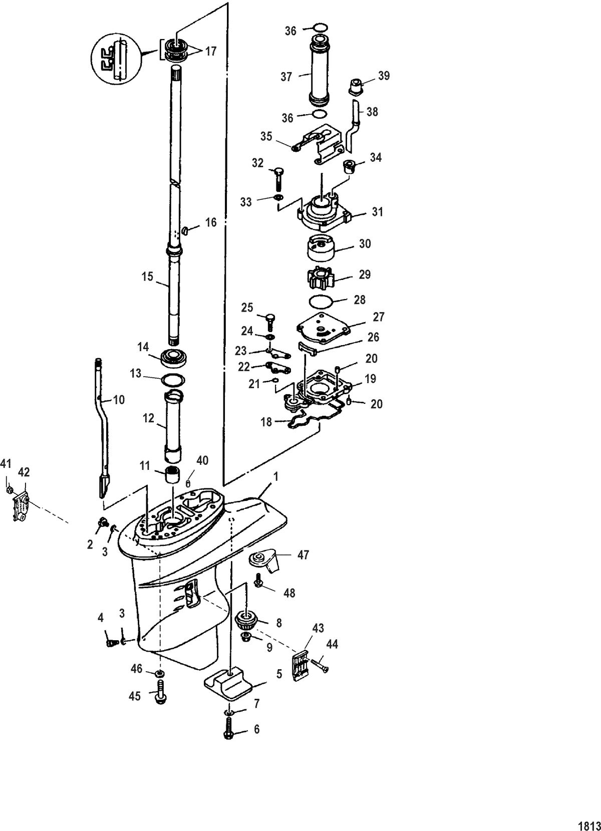 MARINER 25HP KEROSENE GEAR HOUSING(DRIVE SHAFT)