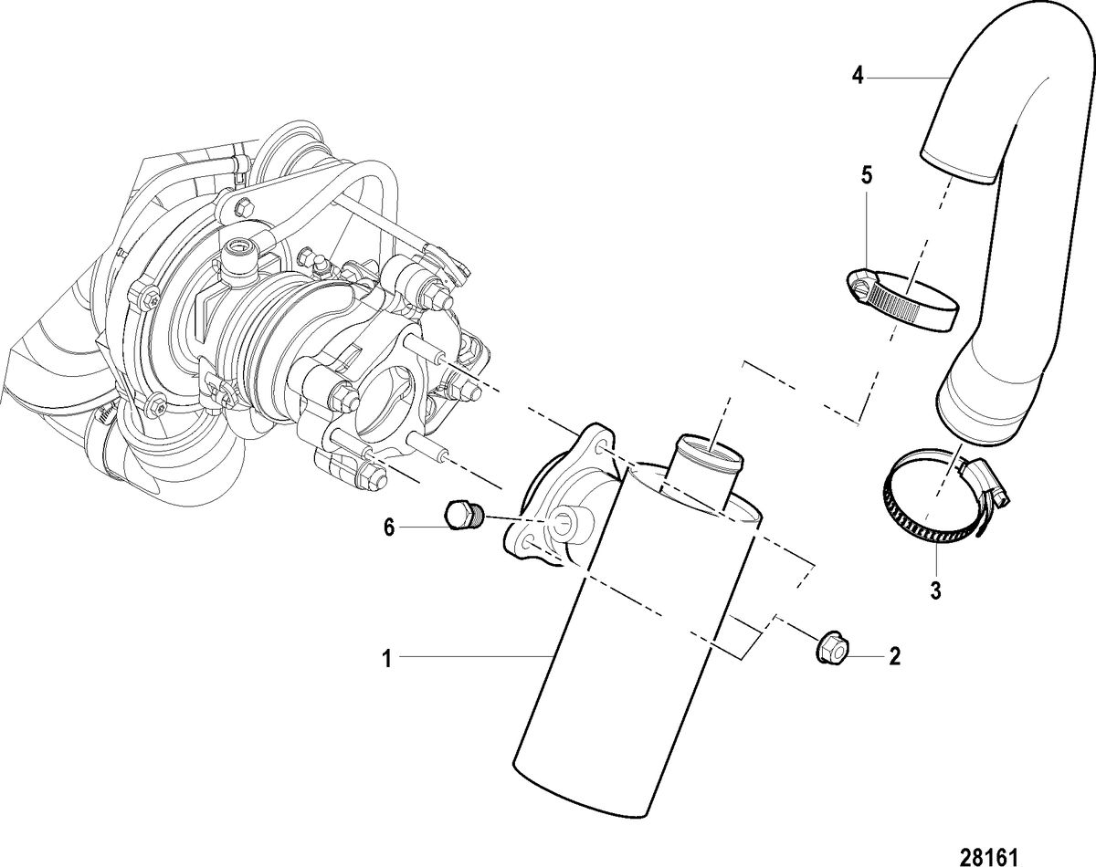MERCRUISER 2.0L I4 115-130HP DIESEL Exhaust Components, Inboard