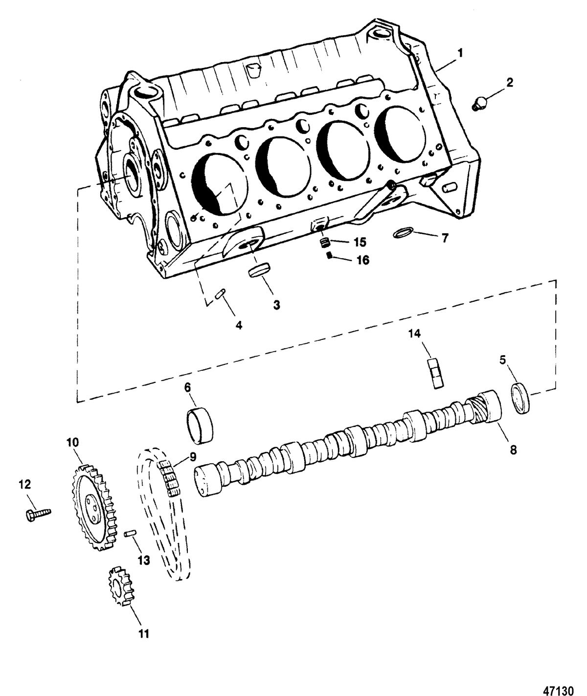 MERCRUISER 7.4 LX (EFI-MP) BRAVO CYLINDER BLOCK AND CAMSHAFT