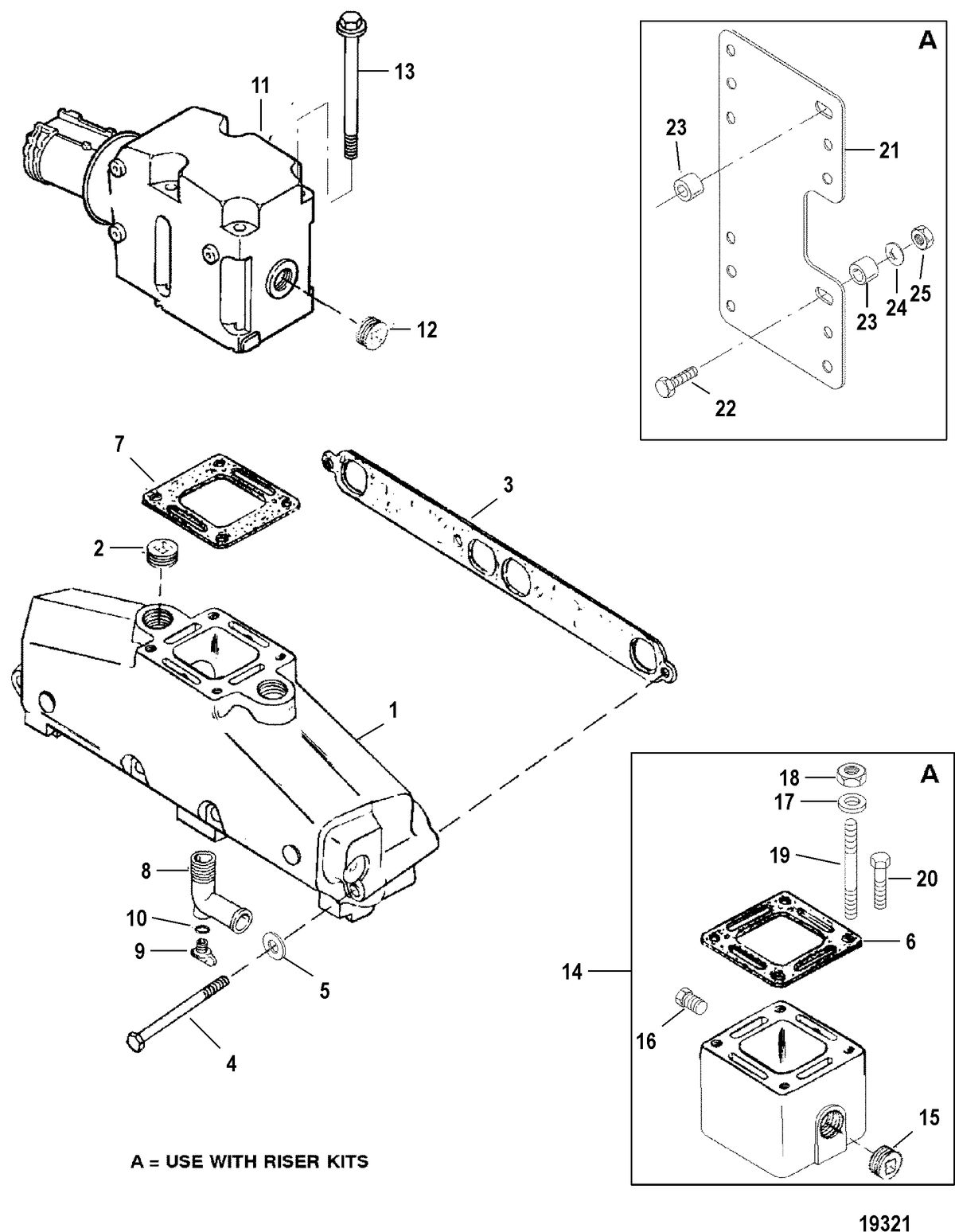 MERCRUISER 350 MAG MPI (GEN+)MIE Exhaust Manifold and Exhaust Elbow