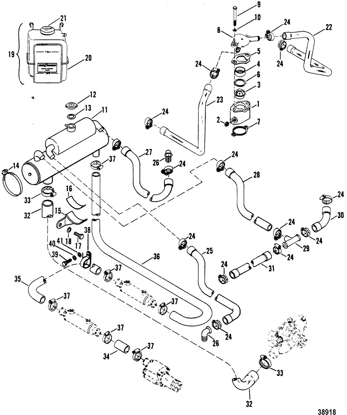 MERCRUISER 340 H.P./7.4L W/BORG WARNER TRANS (GM) CLOSED COOLING SYSTEM