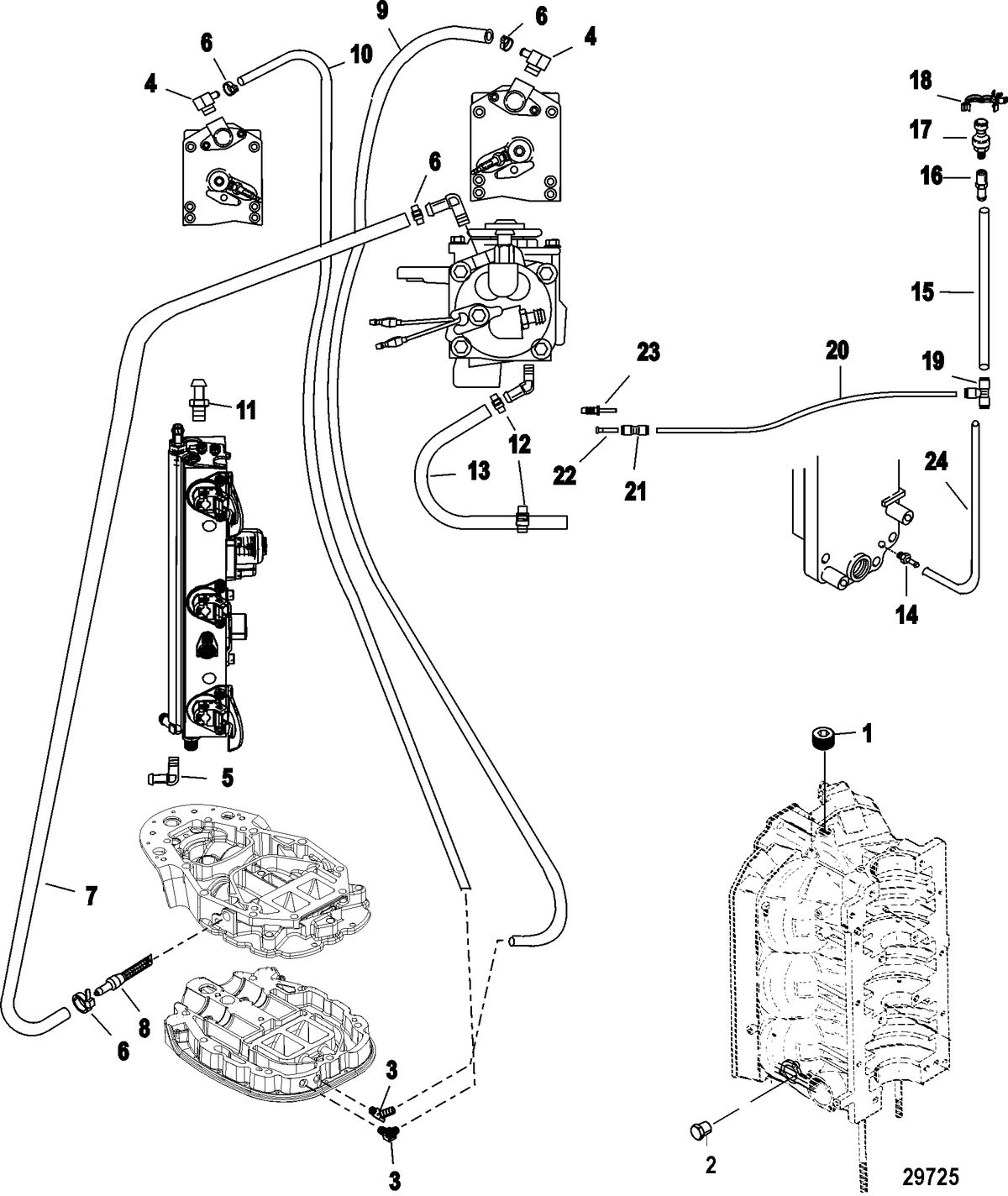 MERCURY/MARINER 175 PROXS (2.5L) Water Hoses