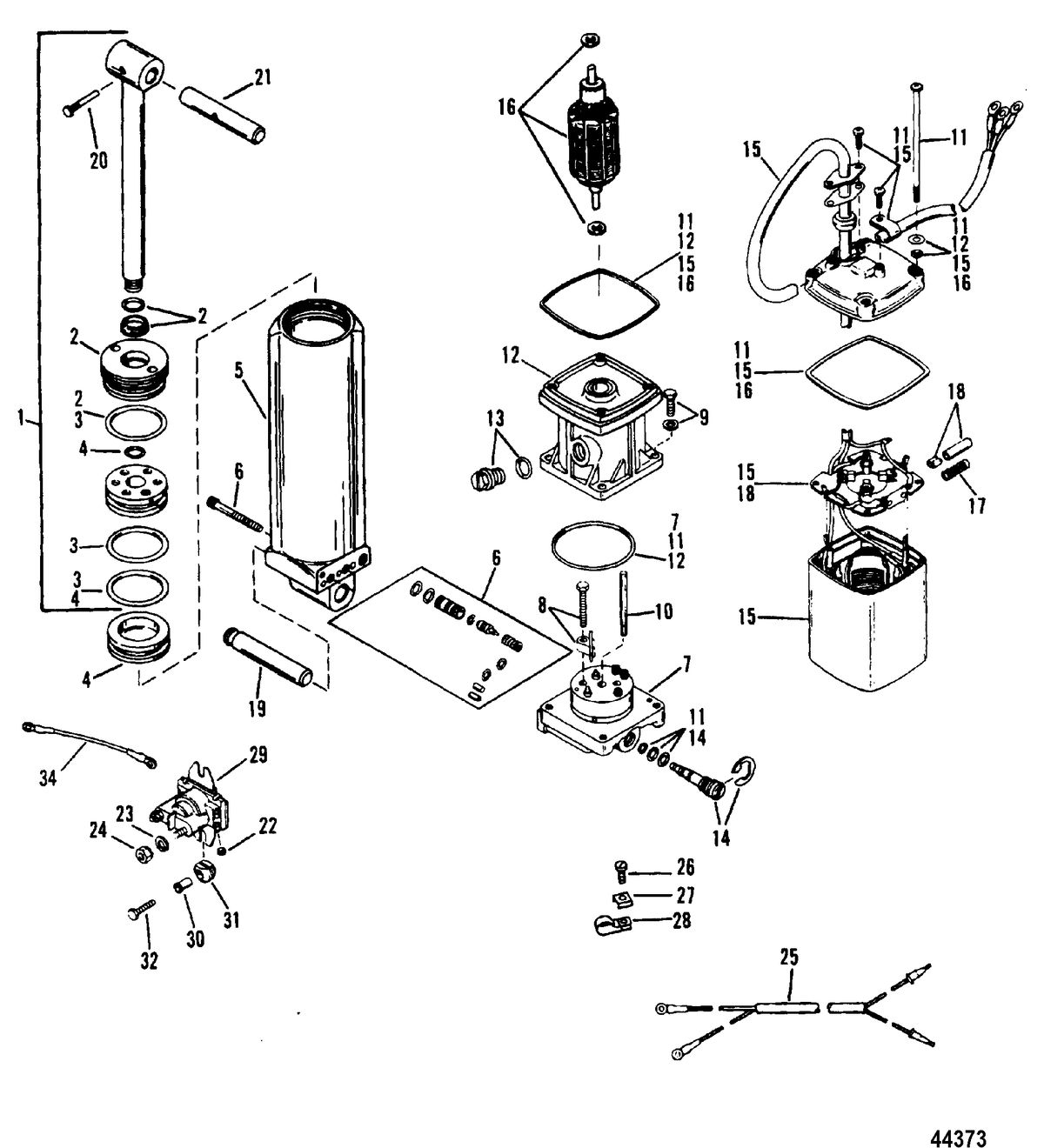 FORCE 90 HP (1995) FORCE Power Trim Components