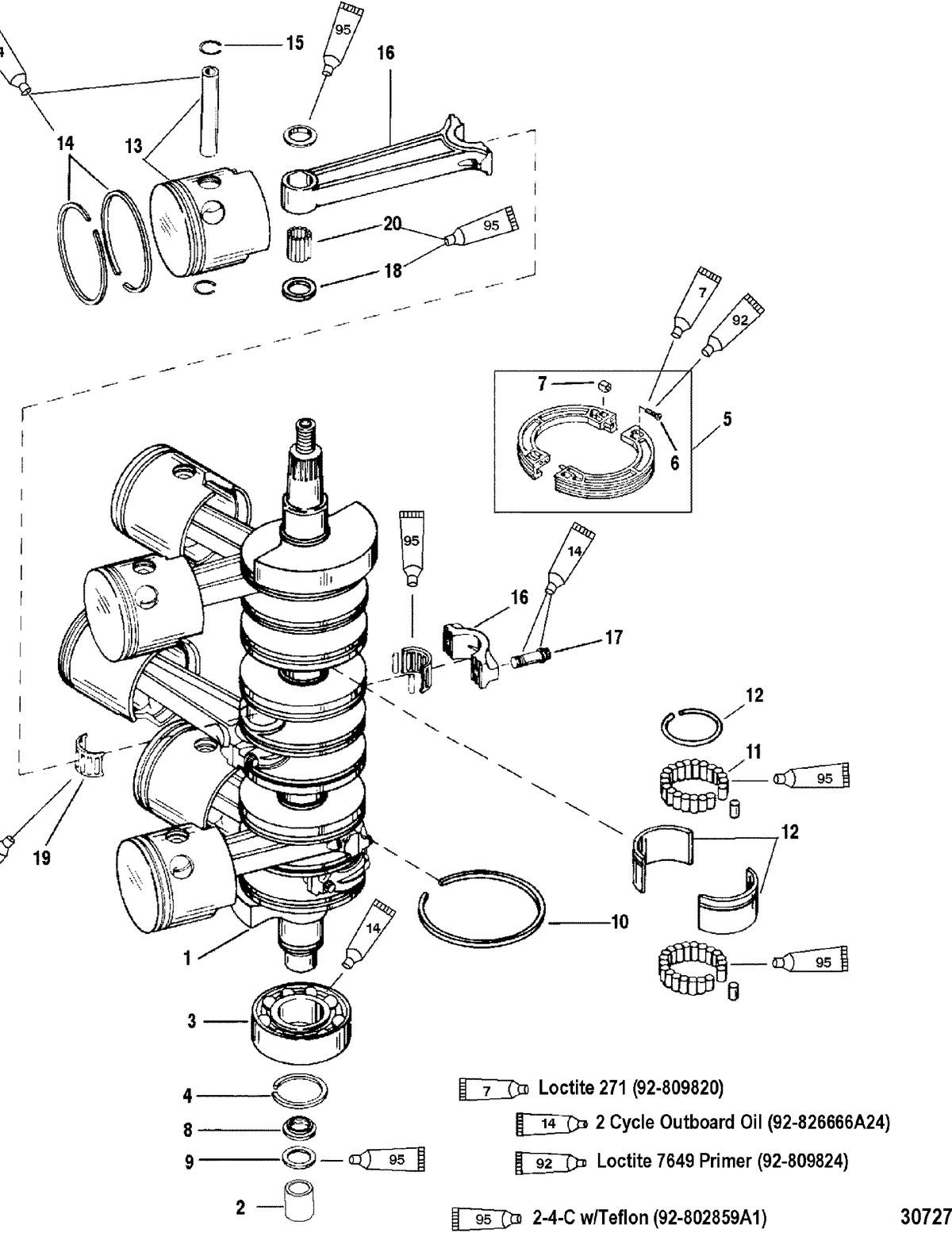 MERCURY/MARINER 150/175/200 EFI CRANKSHAFT, PISTONS AND CONNECTING RODS