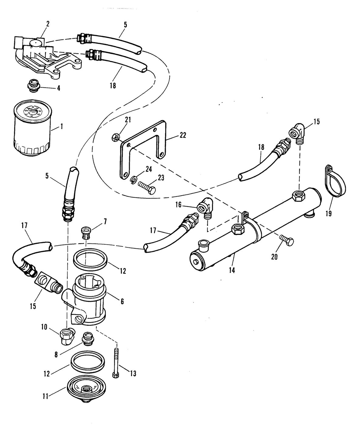 MERCRUISER 502 MAGNUM BRAVO ENGINE OIL FILTER AND ADAPTOR