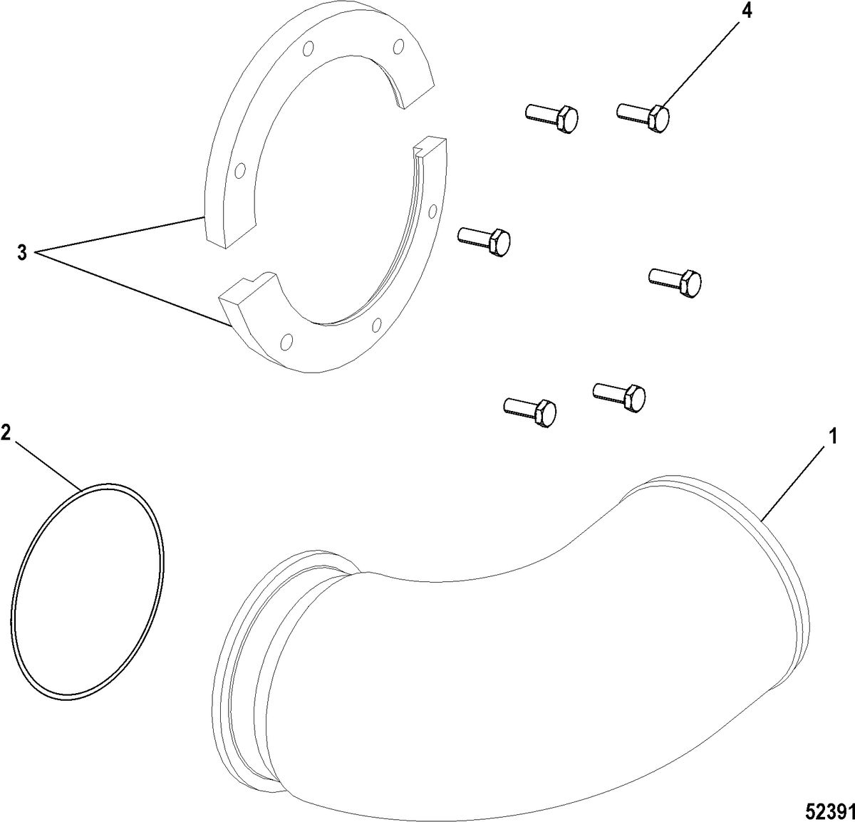 MERCRUISER ZEUS 3000 Elbow, POD Exhaust, Without Scavenging Hose Bib