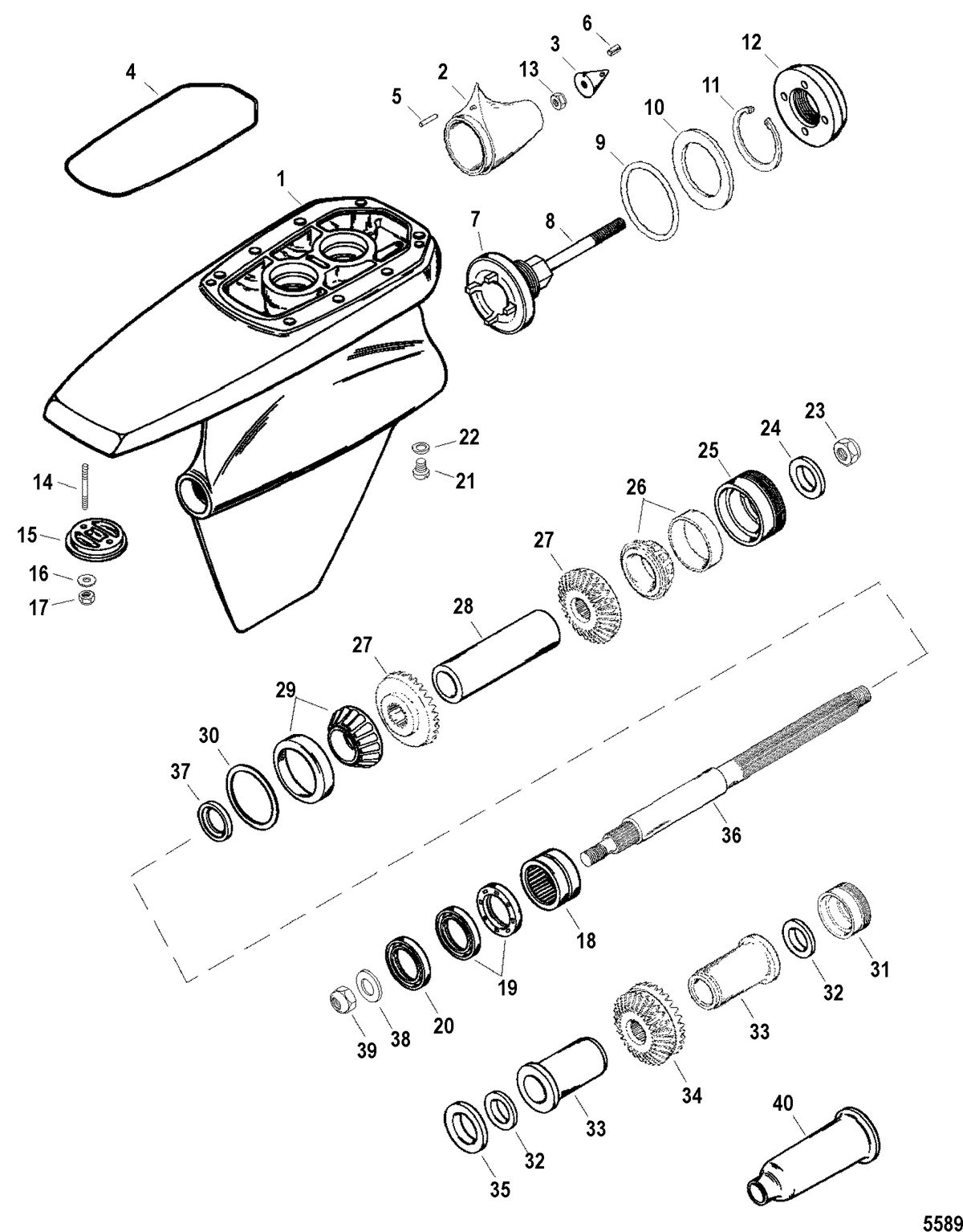 RACE STERNDRIVE SSM/DRY SUMP DRIVES AND TRANSOMS Gear Housing Assembly(SSM Six - Propshaft)
