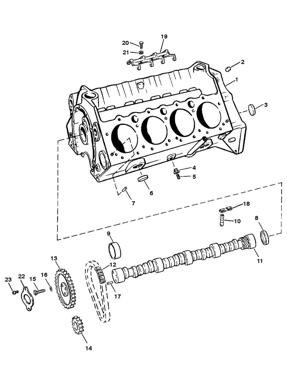 MERCRUISER MIE 5.7L INBOARD CYLINDER BLOCK AND CAMSHAFT