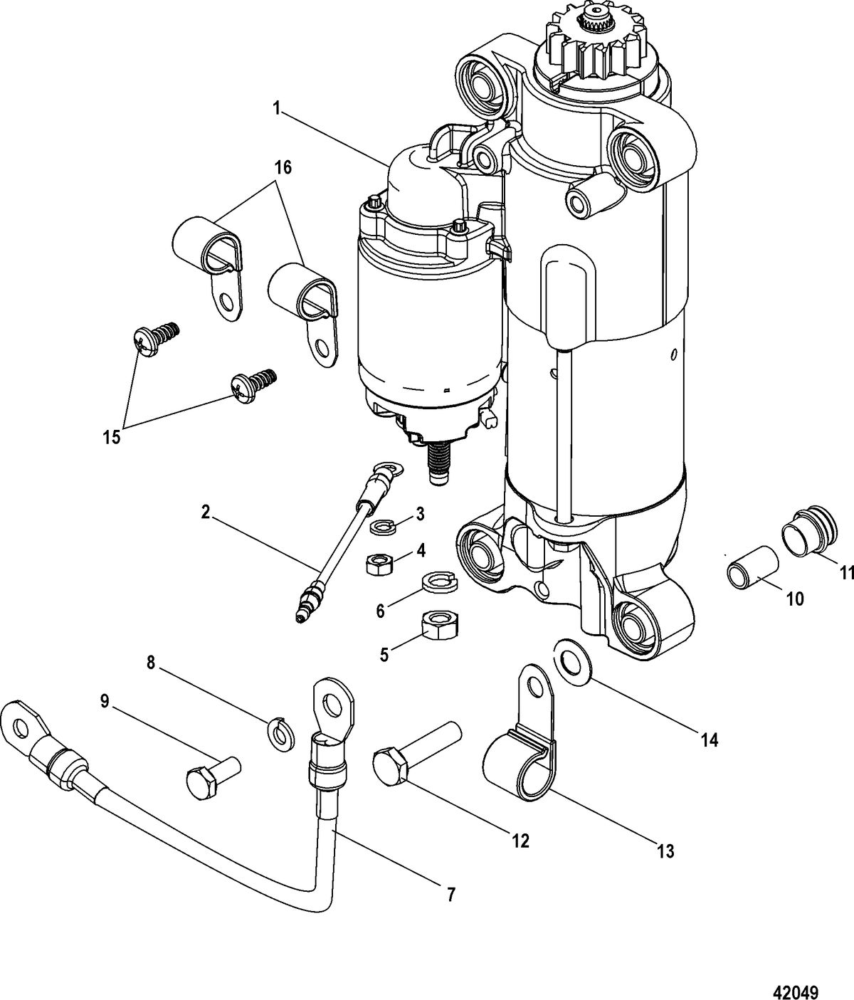 MERCURY/MARINER 75/80/90/100/115 EFI 4-STROKE Starter Motor, 1B759588 and Up