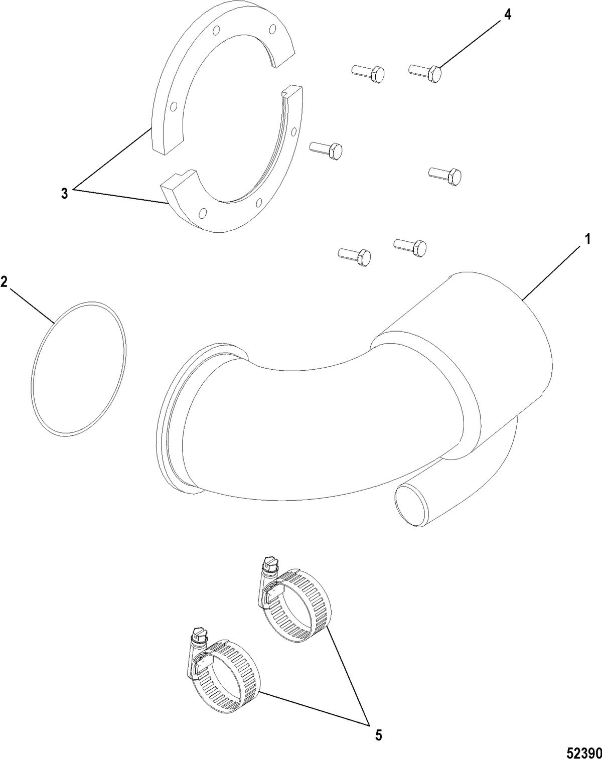 MERCRUISER ZEUS 3000 Elbow, POD Exhaust, With Scavenging Hose Bib
