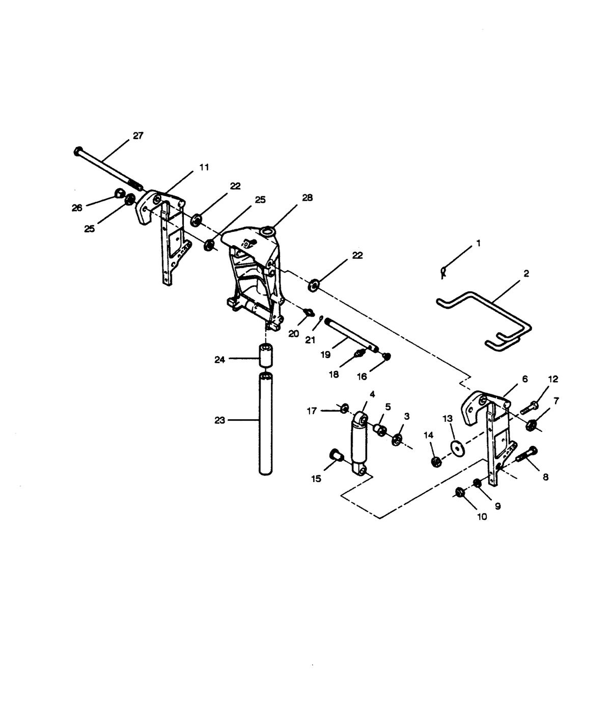 FORCE FORCE 1989 125 HP "C" MODELS SWIVEL BRACKET AND STERN BRACKETS MODELS WITH POWER TRIM