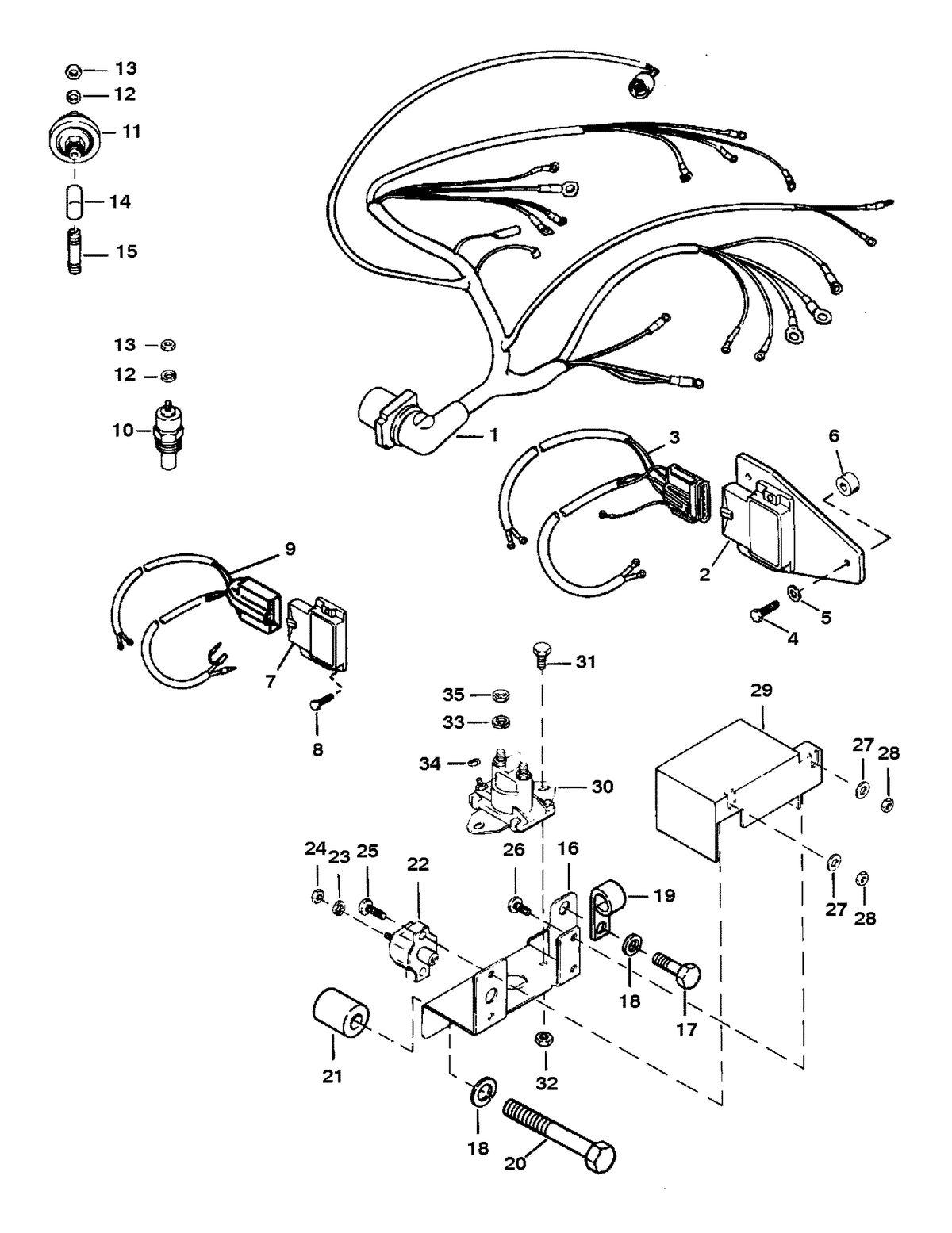 MERCRUISER 350 MAG TOURNAMENT SKI (CARB) WIRING HARNESS & ELECTRICAL COMPONENTS (THUNDERBOLT IV)