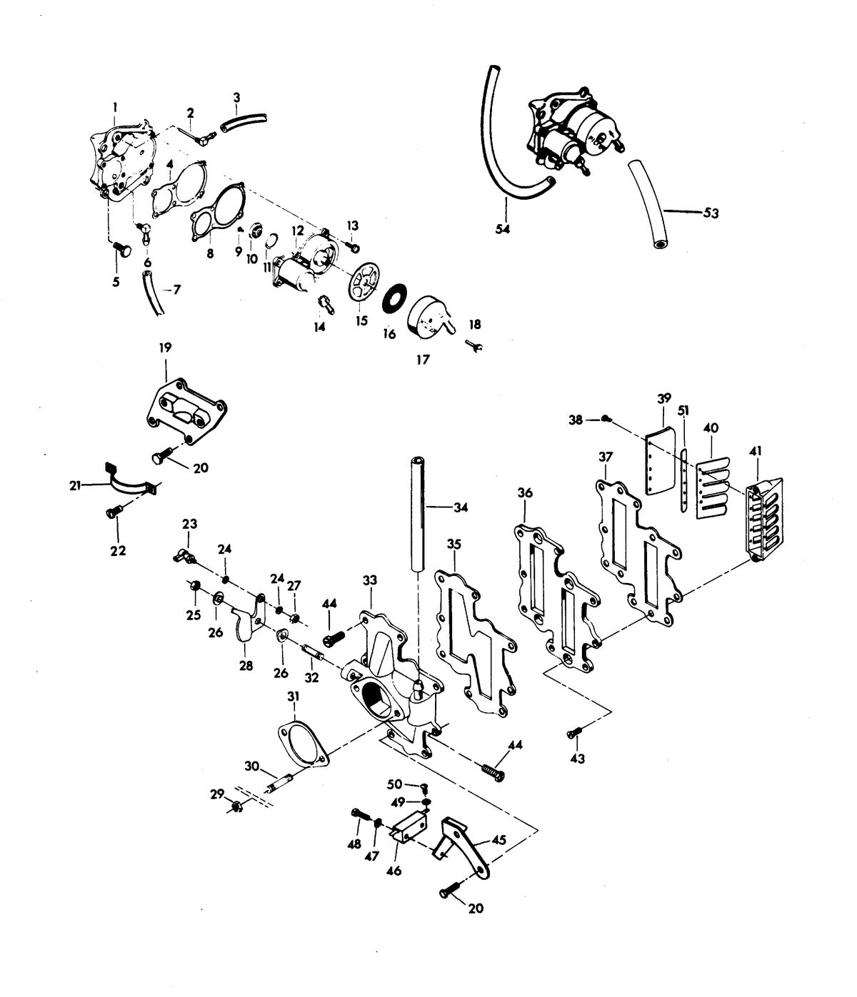 CHRYSLER 140 H.P. TWIN FUEL PUMP AND REED PLATE