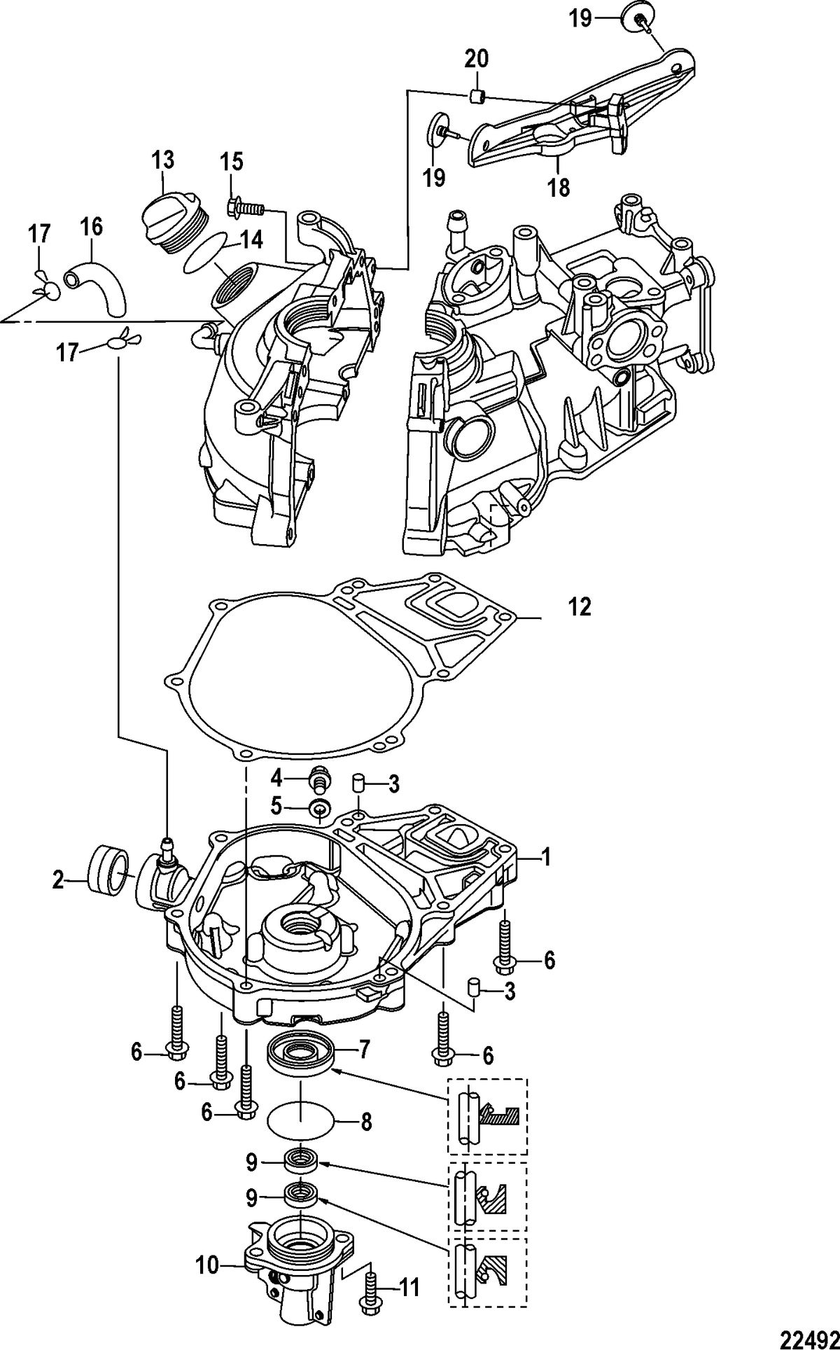 MERCURY/MARINER 2/2.5/3.5 4-STROKE Oil Pan, Serial # 0R318095 and Below