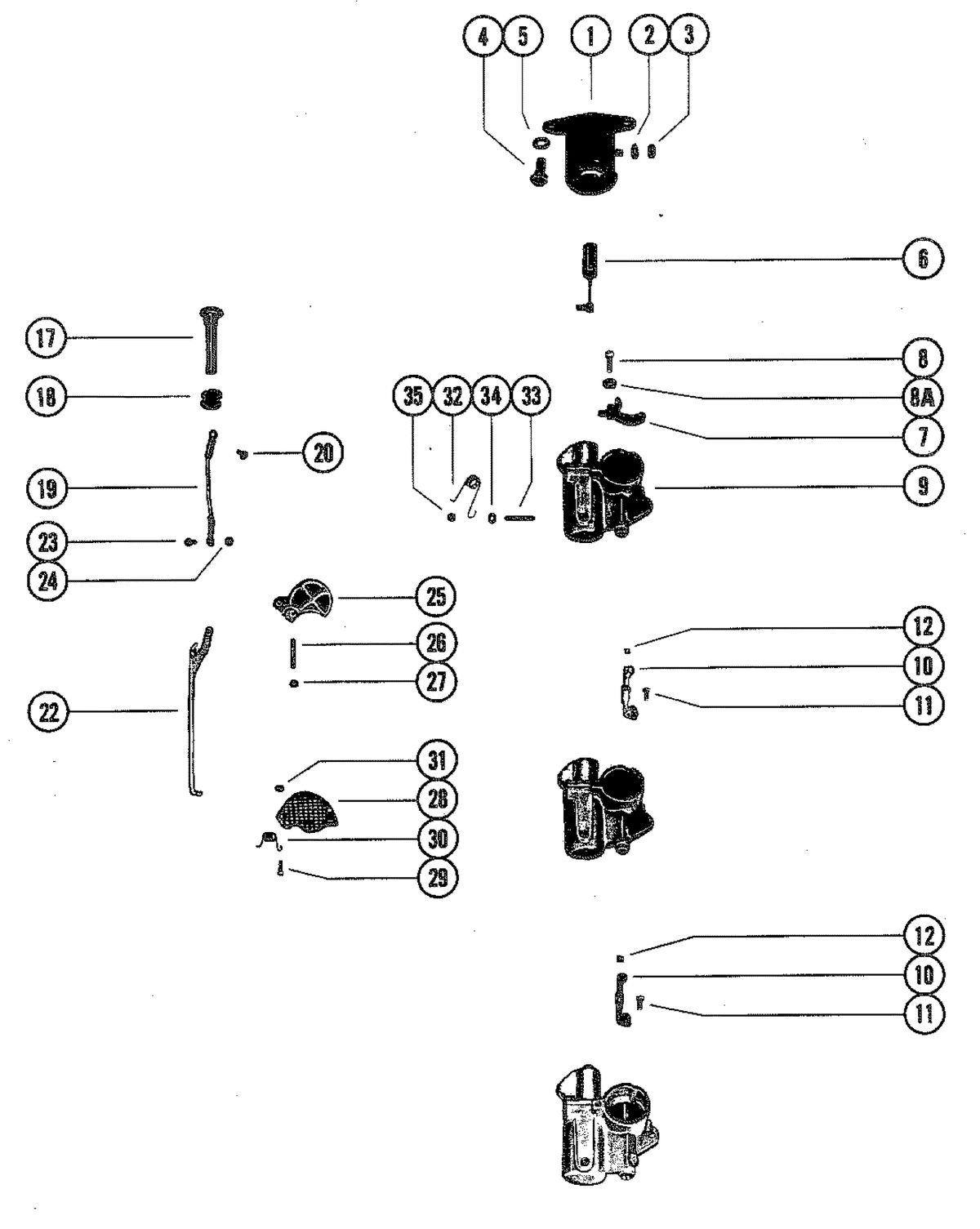 MERCURY MERC 90 CARBURETOR LINKAGE CHOKE SOLENOID