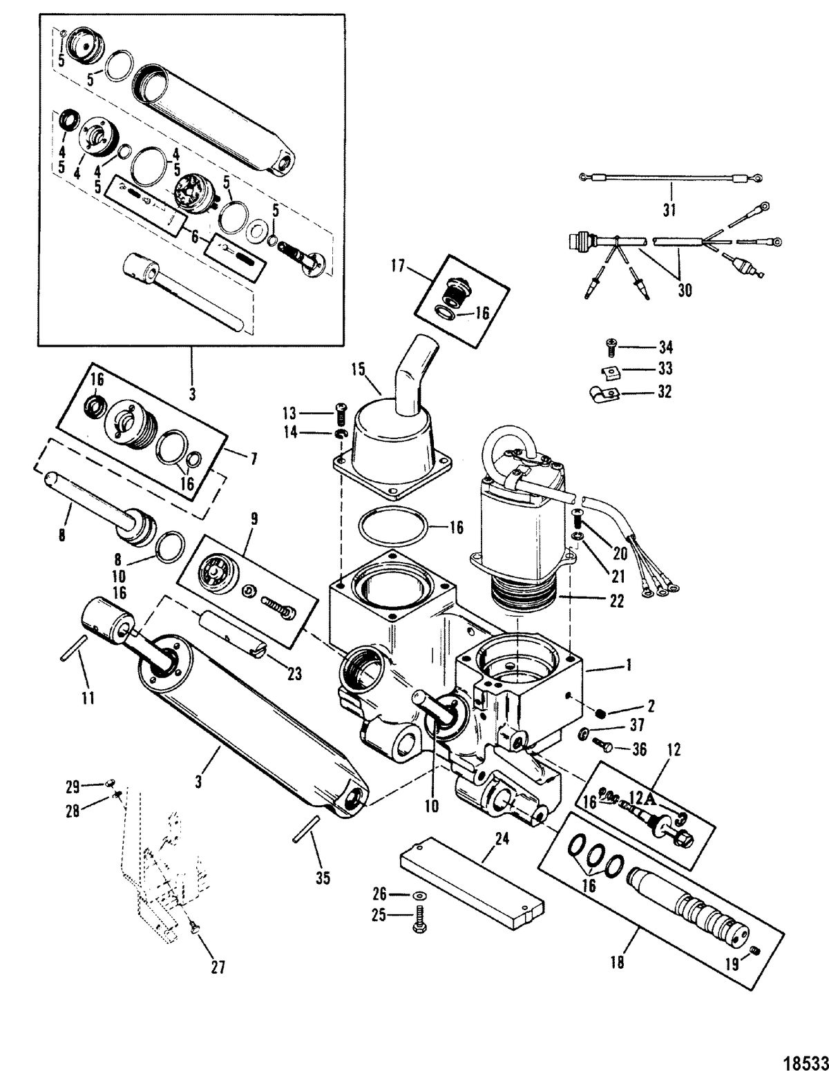 MERCURY/MARINER 175 H.P. (V-6) Power Trim Components