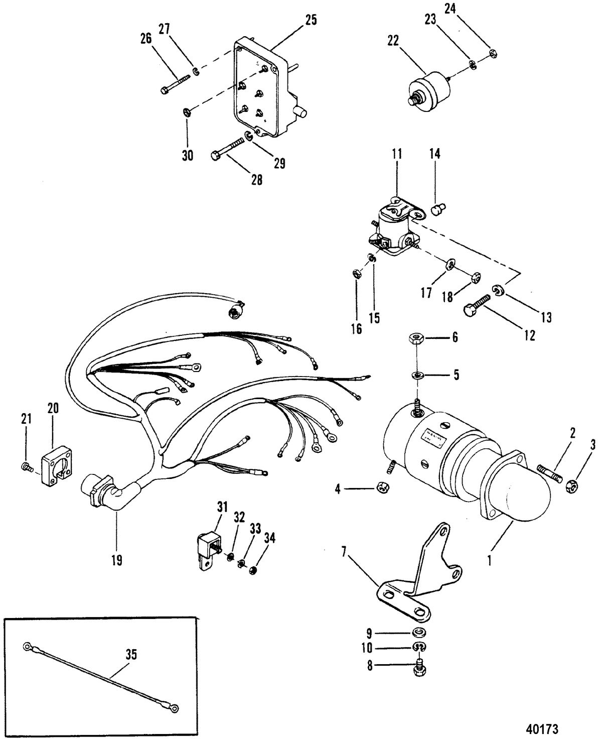 MERCRUISER 470 ENGINE STARTER MOTOR AND WIRING HARNESS