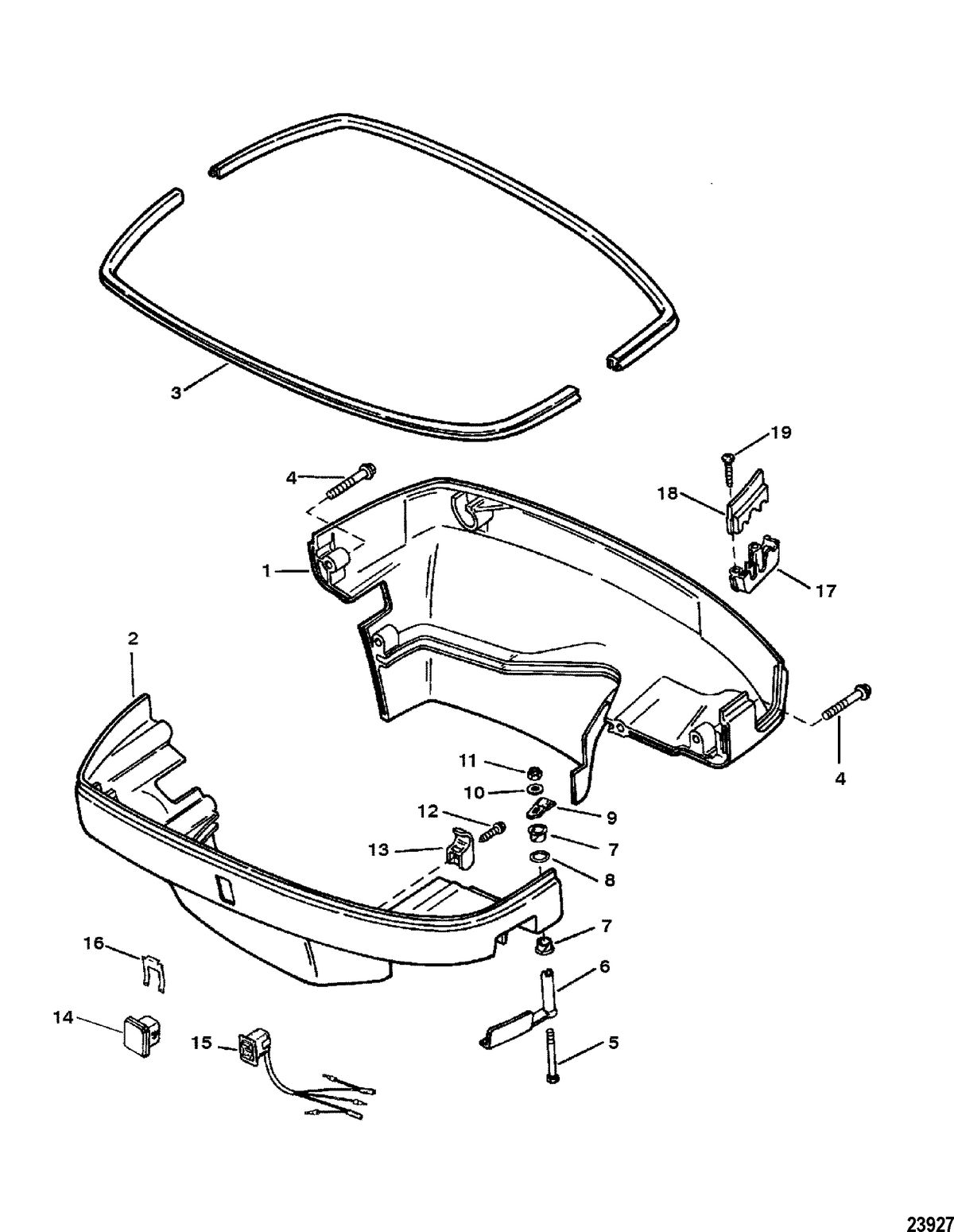 MERCURY/MARINER 225 AND 225 SEAPRO/MARATHON (3.0L CARB) BOTTOM COWL