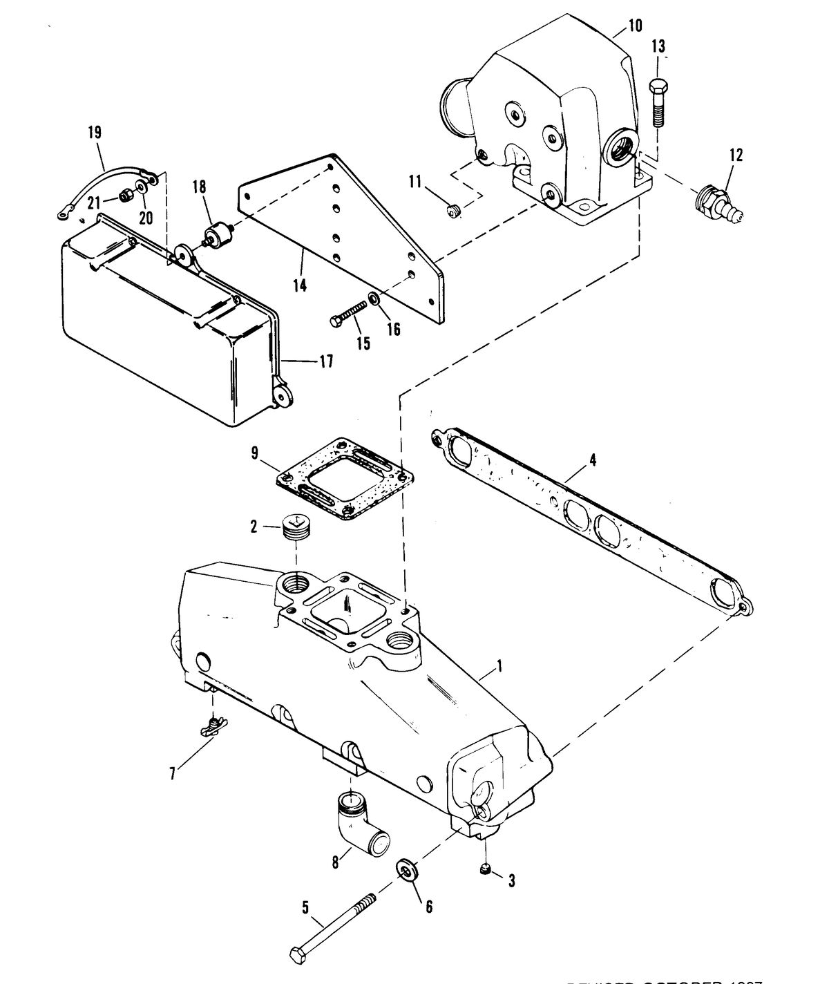 MERCRUISER 320 H.P. E.F.I ALPHA ONE ENGINE EXHAUST MANIFOLD AND EXHAUST ELBOW