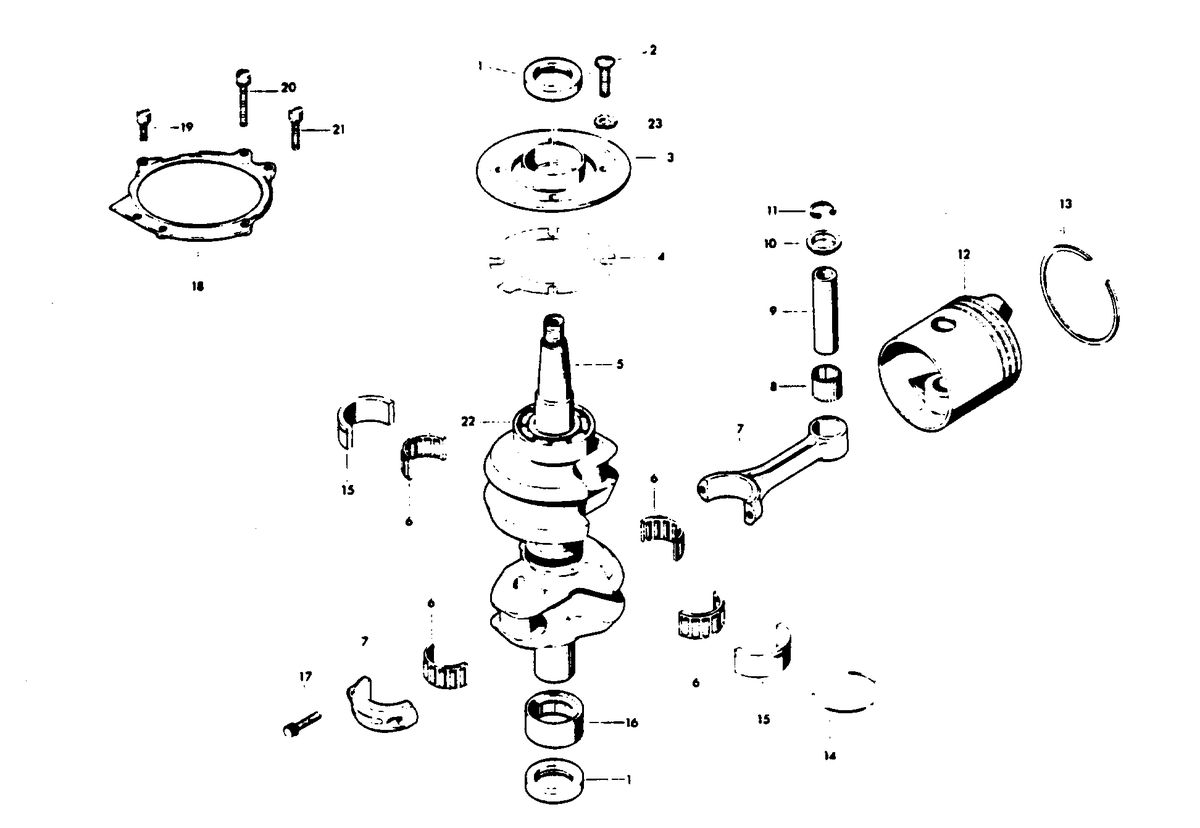 CHRYSLER 45 H.P. CRANKSHAFT AND PISTON GROUP