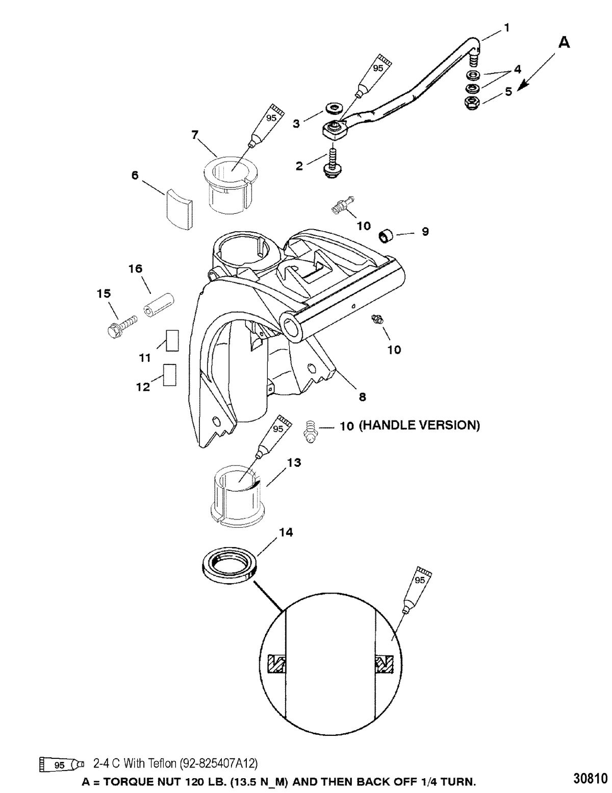 MERCURY/MARINER 40/50/60 (4 CYLINDER) CARB 4-STROKE SWIVEL BRACKET