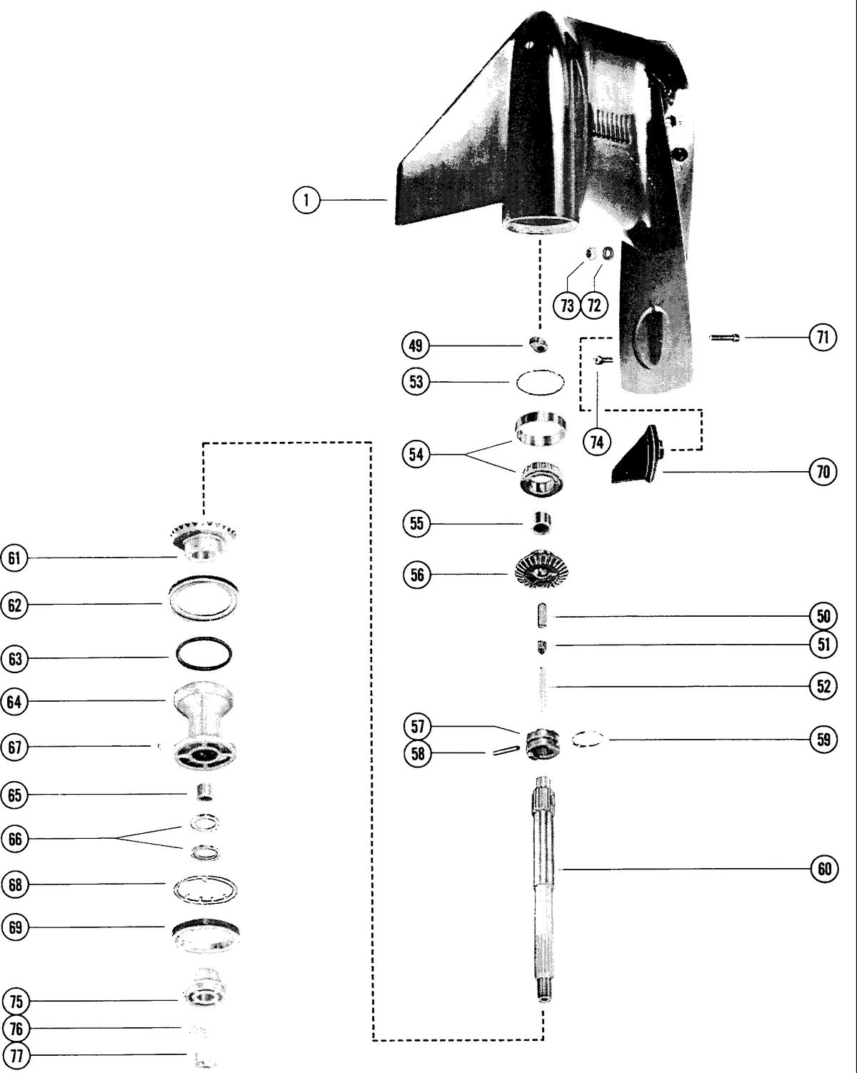 MERCURY MERC 140 GEAR HOUSING ASSEMBLY, COMPLETE (PAGE 2)