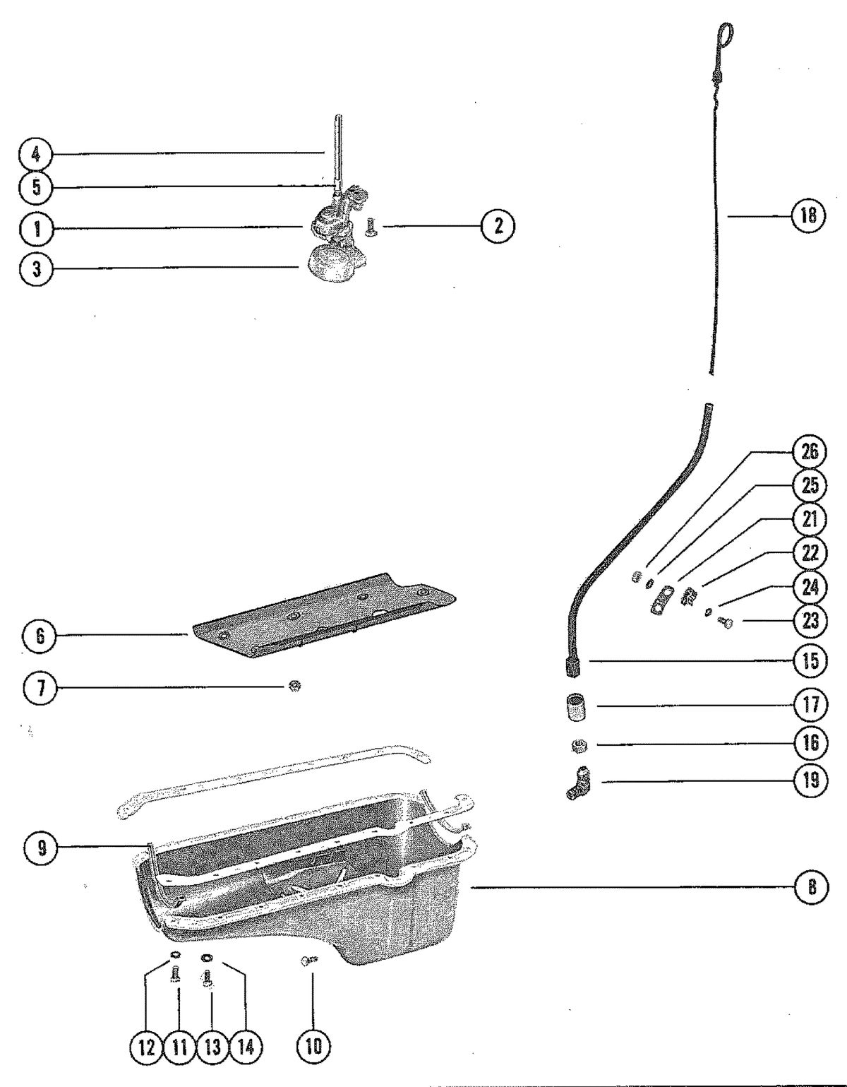 MERCRUISER 255 ENGINE OIL PAN AND OIL PUMP
