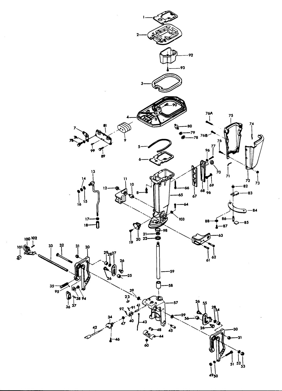 CHRYSLER 35 H.P. 45 H.P. MOTOR LEG