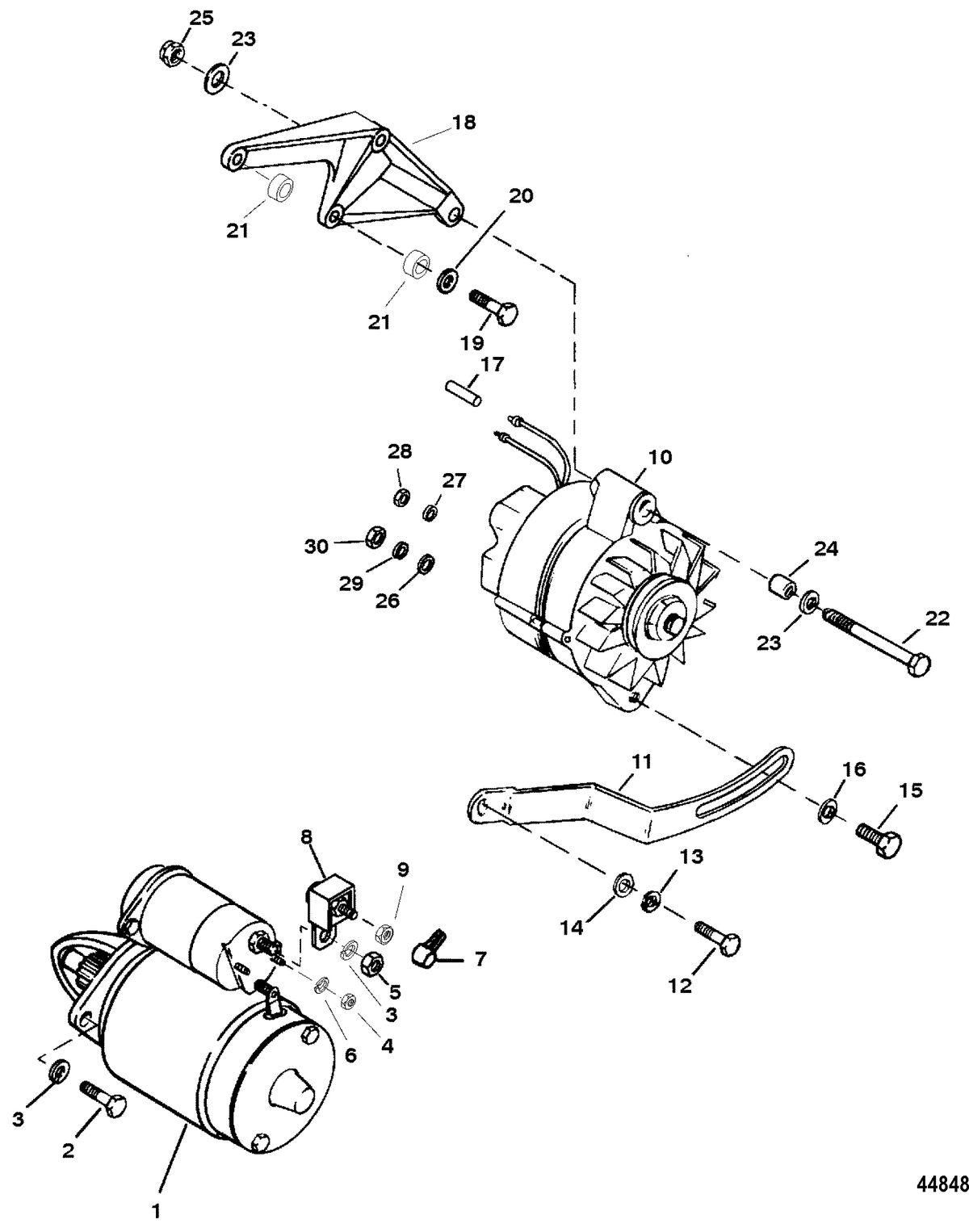 MERCRUISER 7.4L/8.2L MPI (MIE) GEN VI STARTER MOTOR AND ALTERNATOR