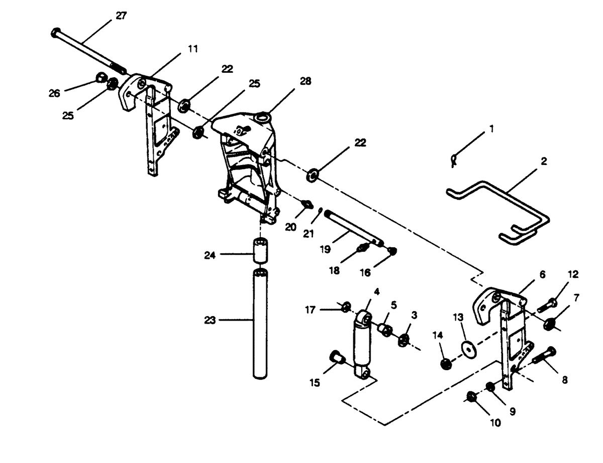 FORCE FORCE 1989 125 H.P. "D" MODELS SWIVEL BRACKET AND STERN BRACKETS