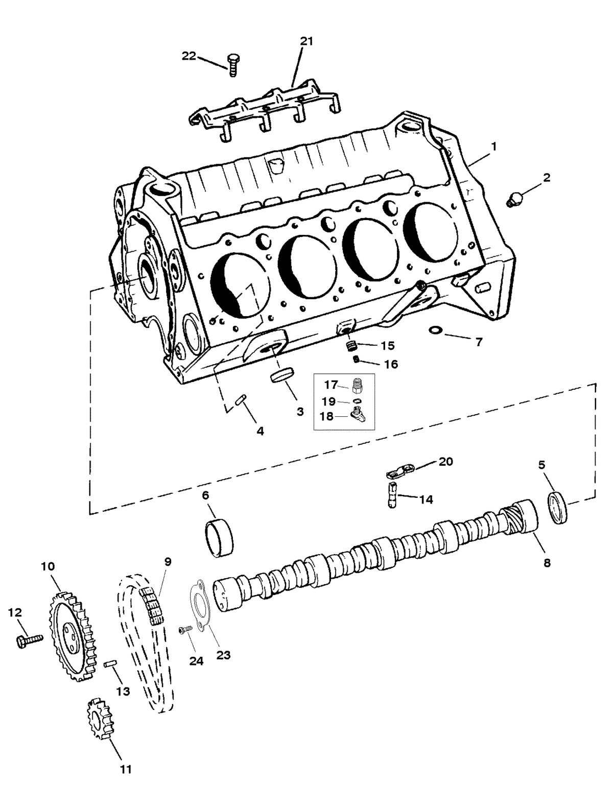 MERCRUISER MIE 7.4L HURTH/BORG WARNER (GEN IV) CYLINDER BLOCK AND CAMSHAFT