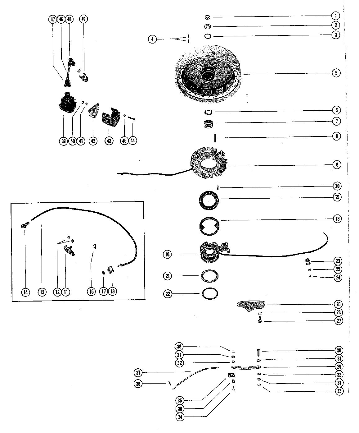 MERCURY 39/40 HP FLYWHEEL,STATOR AND IGNITION COIL (40)
