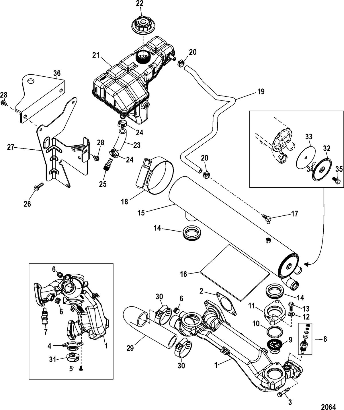 MERCRUISER 496 MAG STERNDRIVE EC Cooling System, Fresh Water Components