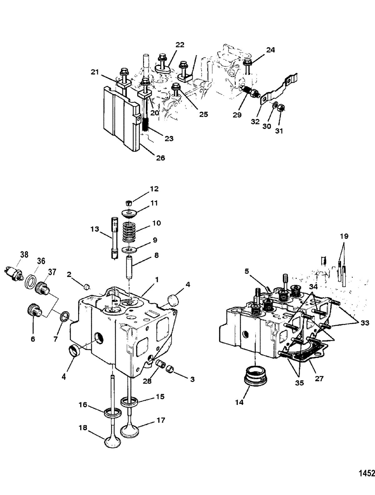 MERCRUISER D4.2L/220 IDI DIESEL Cylinder Head(S/N-0D554753 and Up)