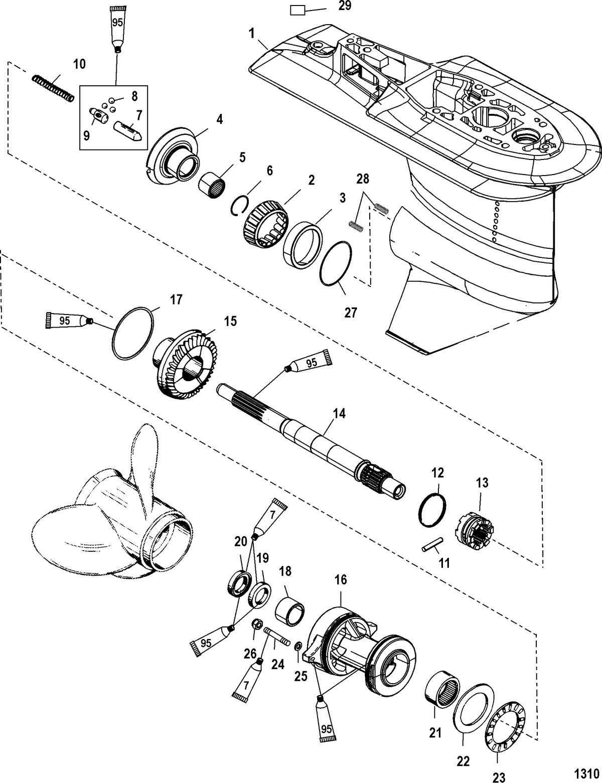 MERCURY/MARINER 75/90 (4-STROKE) Gear Hsg(Prop-2.33:1)(S/N-0T599000 & Up)
