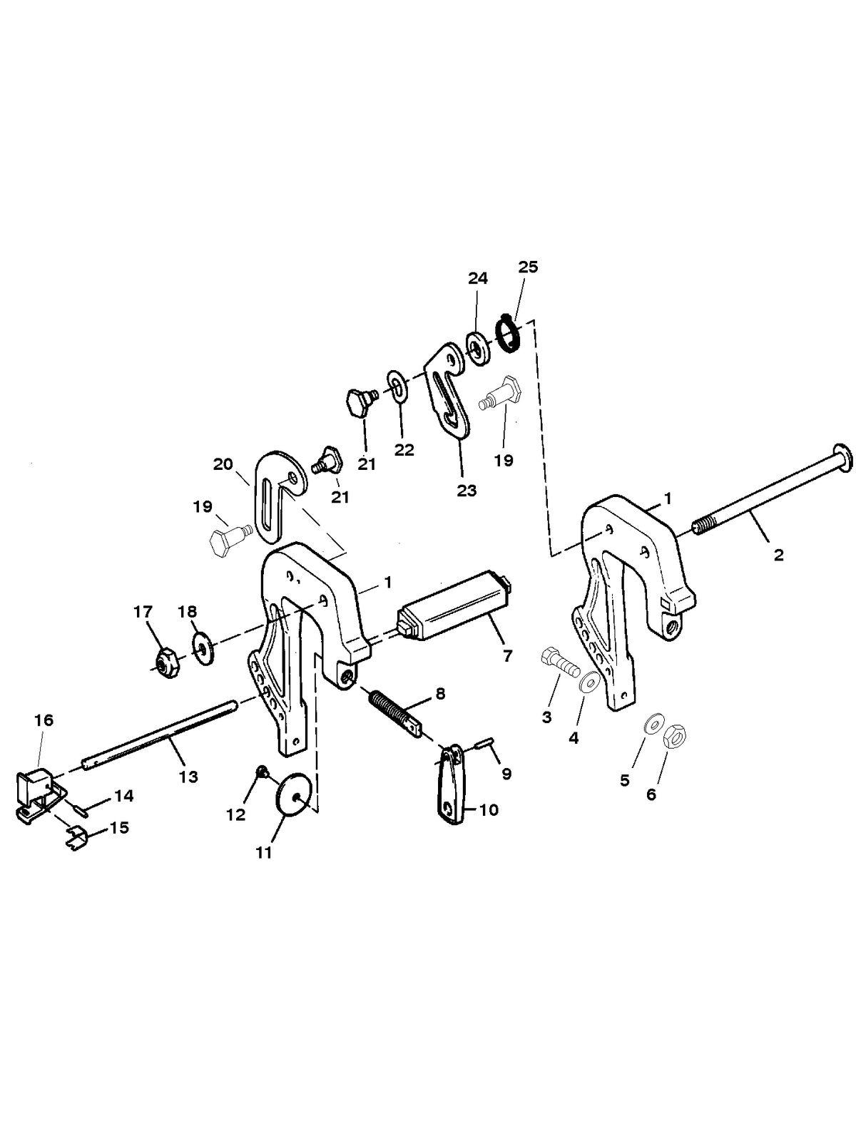 SEARS 25 H.P (OB MOTOR) W/6 GAL. REMOTE TANK CLAMP BRACKETS