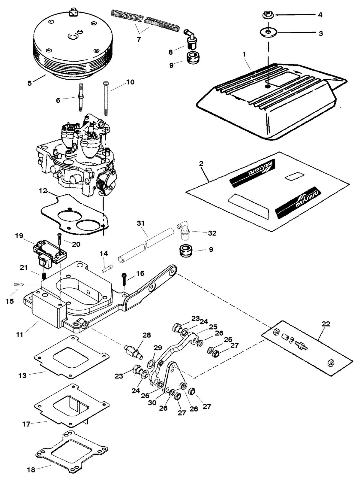MERCRUISER 5.7LX TBI BRAV0 350 TBI MAG ALPHA (EFI) THROTTLE LINKAGE