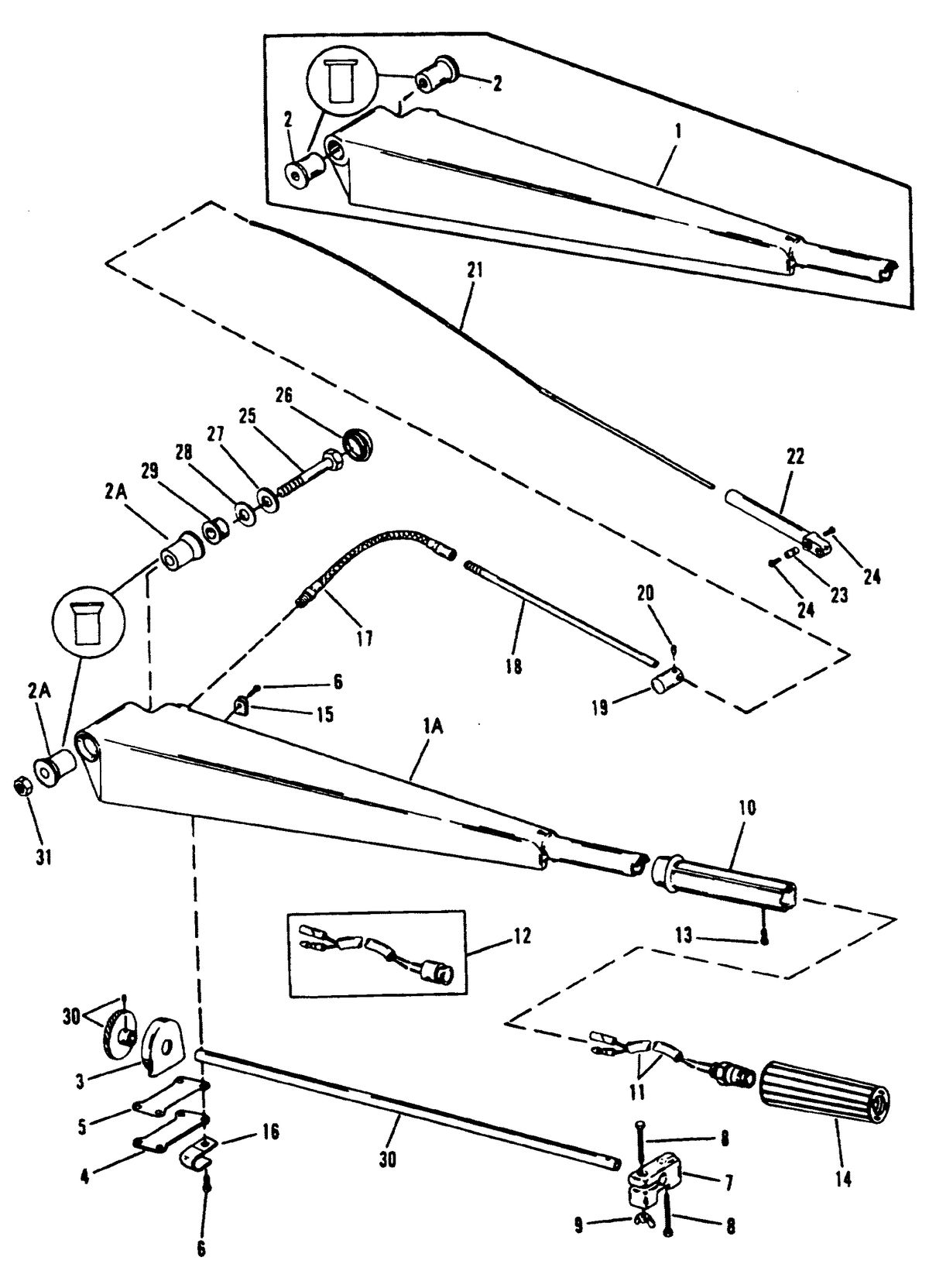 MERCURY/MARINER 50/55/60 HP JET 45 STEERING HANDLE KIT