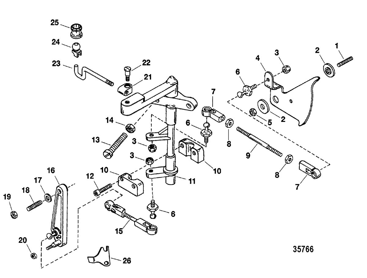 FORCE FORCE 40/50 H.P. (1998-1999) Shift and Throttle Linkage