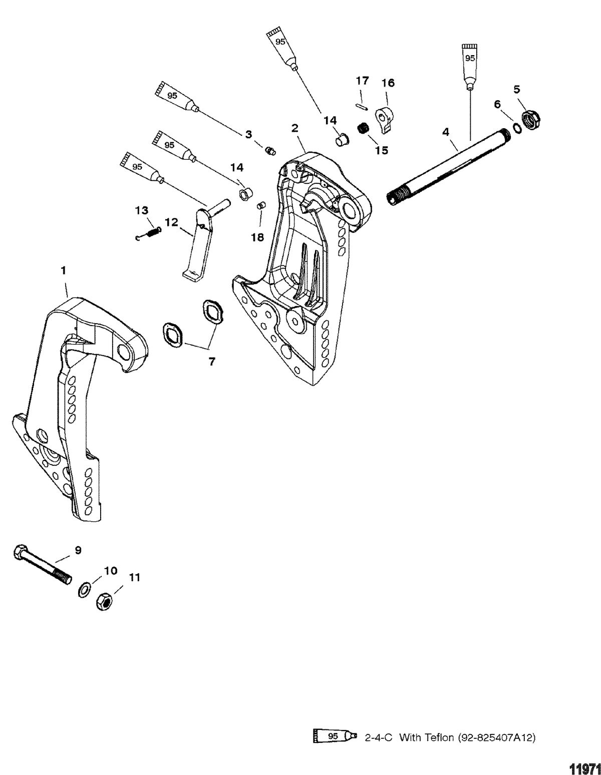MERCURY/MARINER 135/150/175/200 XR6 MAGNUM III 105-140 JET Transom Brackets(S/N-0G590000 & Up)