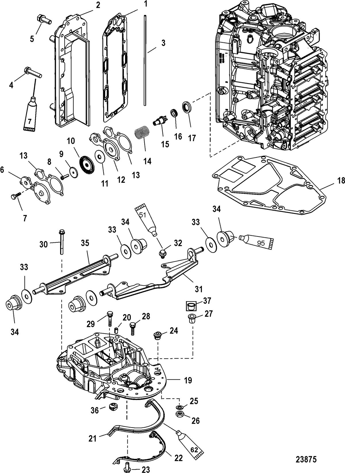 MERCURY/MARINER 135/150/175 DFI  - 2.5L Exhaust Manifold and Exhaust Plate