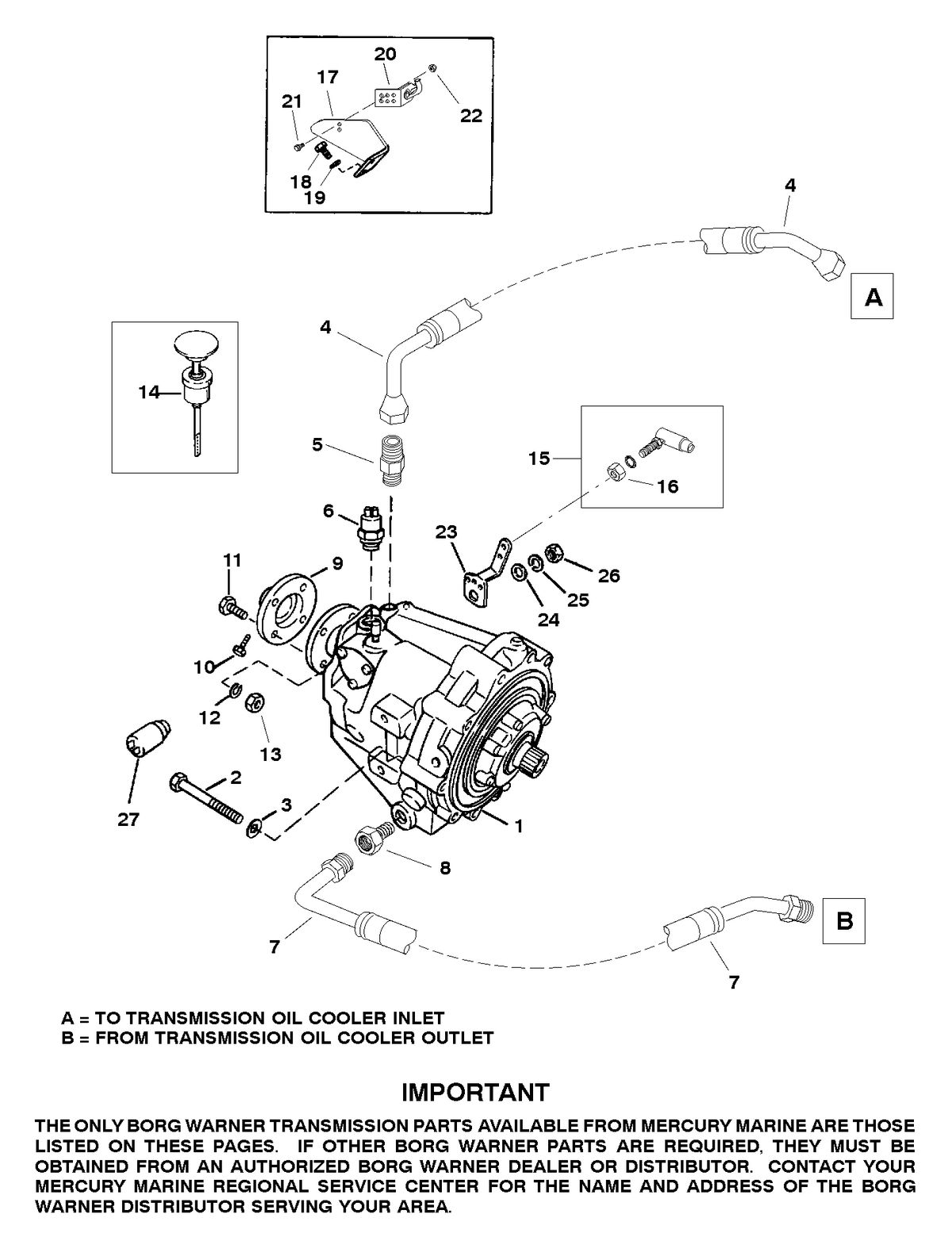 MERCRUISER MIE 454 MAG MPI SKI (GEN VI) TRANSMISSION AND RELATED PARTS (BORG WARNER 72)