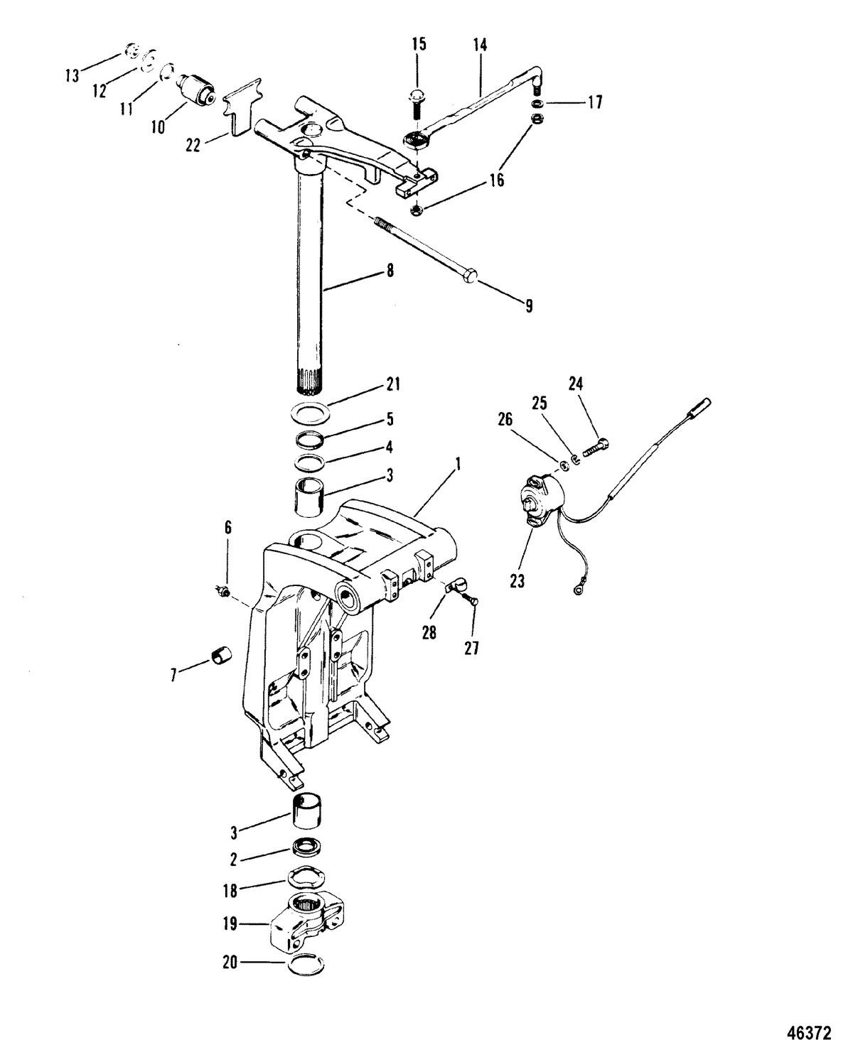 MERCURY 200 XRI (EFI) (V-6) SWIVEL BRACKET AND STEERING ARM