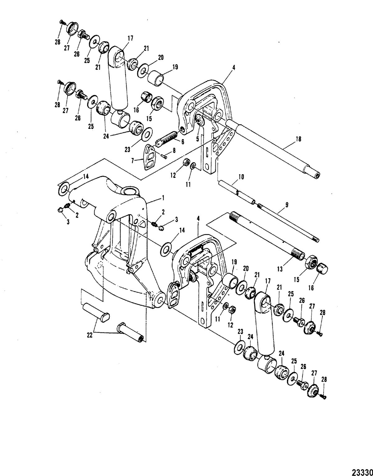 MARINER 60 HORSEPOWER CLAMP AND SWIVEL BRACKET