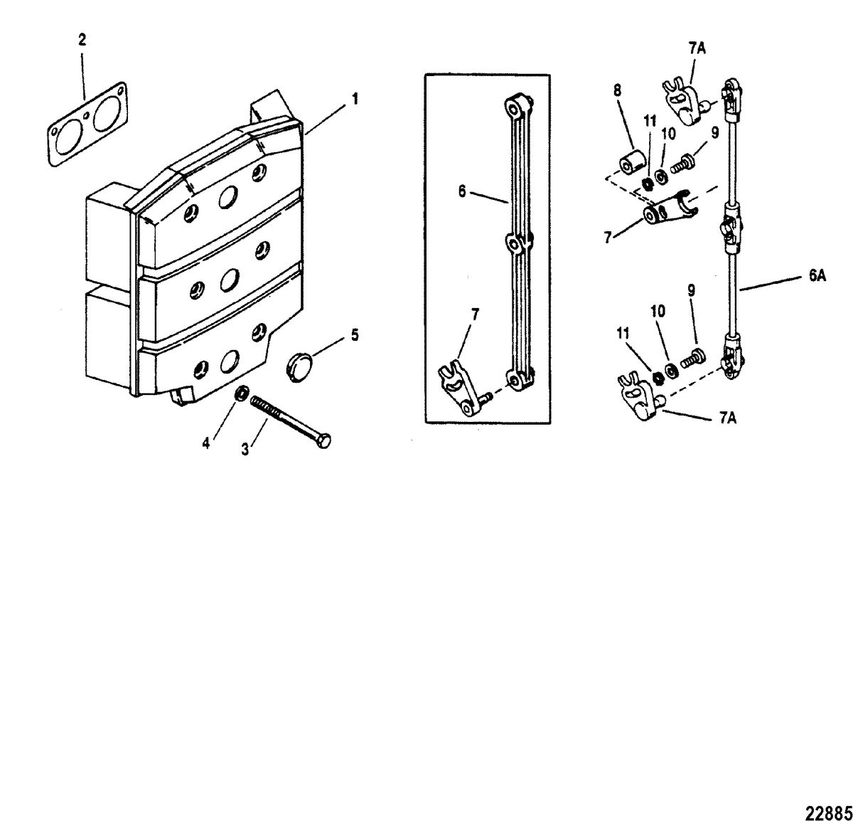 MERCURY/MARINER 135/150/175/200/XR6/MAGNUM III CHOKE PLATE AND THROTTLE LEVERS