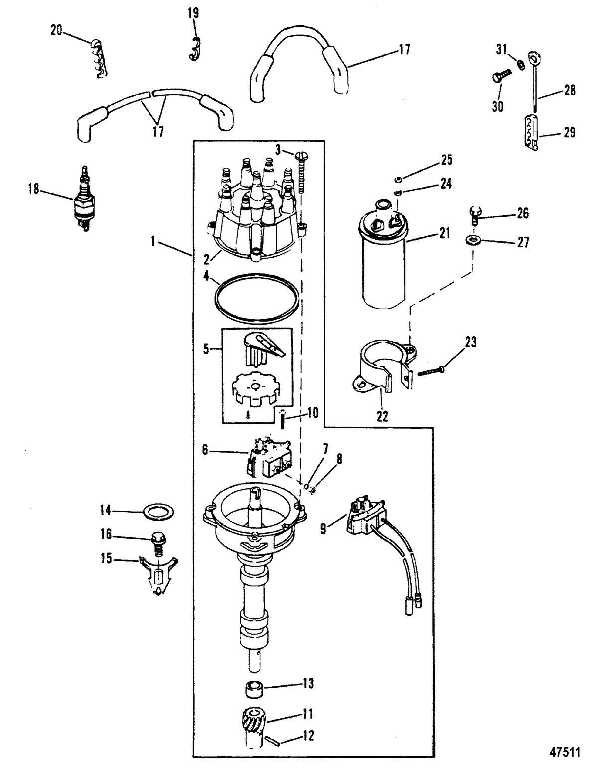 MERCRUISER 502 MAGNUM BRAVO ENGINE (GEN V) DISTRIBUTOR AND IGNITION COMPONENTS