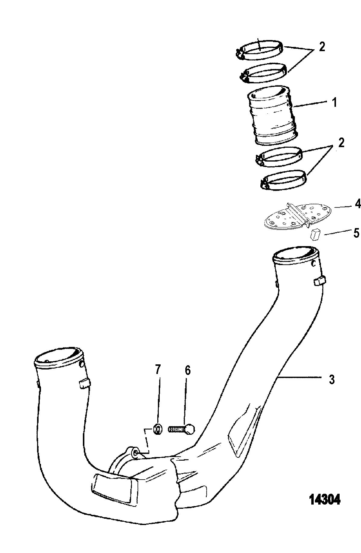 MERCRUISER 262 MAGNUM (EFI - TBI) Exhaust System(Use With One Piece Manifold)